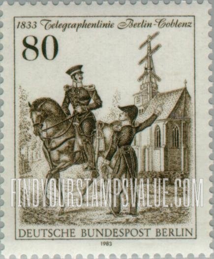 FindYourStampsValue: BERLIN - Berlin-Koblenz Telegraph Service sesquicentennial