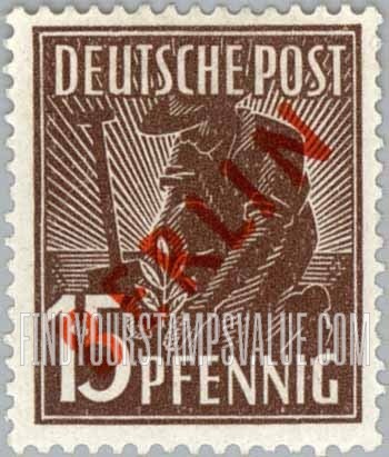 FindYourStampsValue: BERLIN - Planting Olive: Stamps of Germany 1947-48 with “a” Overprint in Red