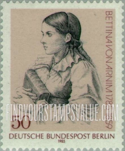 FindYourStampsValue: BERLIN - Bettina von Arnim (1785-1859), Writer