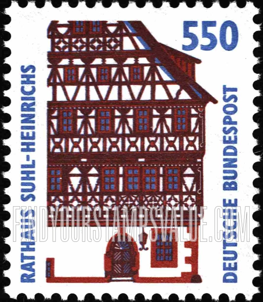 FindYourStampsValue: Historic Sites Type of 1987: Town Hall, Suhl-Heinrichs