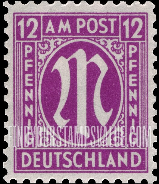 FindYourStampsValue: A. M. G. ISSUE - "M" in Circle