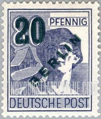 FindYourStampsValue: BERLIN - Laborer: “BERLIN” and New Value in Dark Green