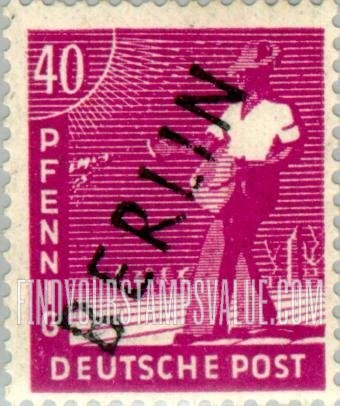 FindYourStampsValue: BERLIN - Sower: Overprinted Diagonally in Black