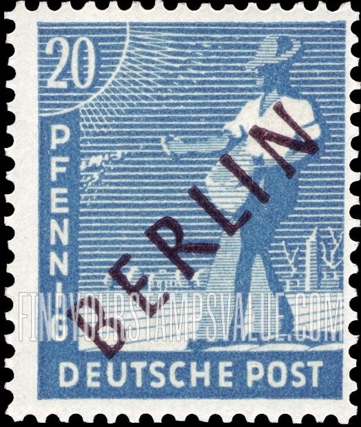 FindYourStampsValue: BERLIN - Sower: Overprinted Diagonally in Black