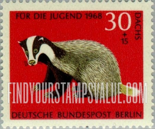 FindYourStampsValue: OCCUPATION SEMI-POSTAL - Animal Type of 1968: Badger