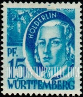 FindYourStampsValue: WURTTEMBERG - Friedrich Hölderlin