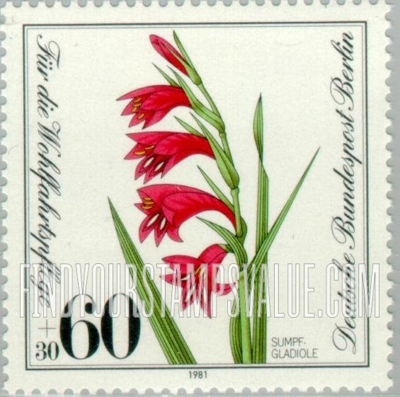 FindYourStampsValue: OCCUPATION SEMI-POSTAL - Plant Type of 1981: Gladiolus palustris