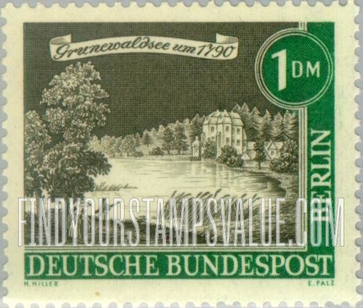 FindYourStampsValue: BERLIN - Views of Old Berlin: Grunewald Lake, 1790