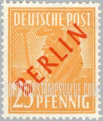 FindYourStampsValue: BERLIN - Planting Olive: Stamps of Germany 1947-48 with “a” Overprint in Red