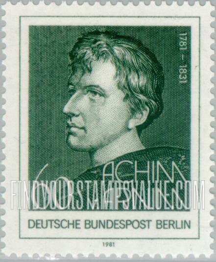 FindYourStampsValue: BERLIN - Achim von Arnim (1781-1831), Poet