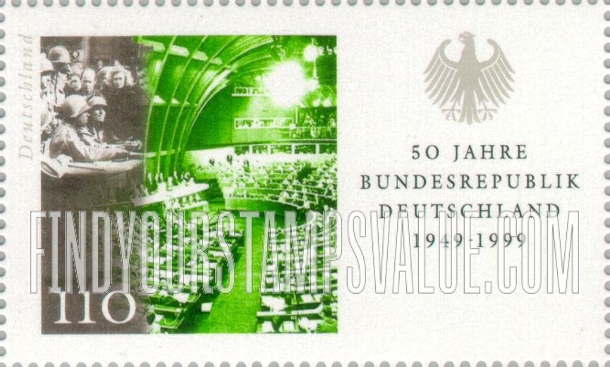 FindYourStampsValue: Federal Republic of Germany, 50th Anniversary: Soldiers, government assembly