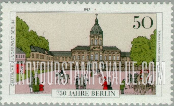 FindYourStampsValue: BERLIN - Berlin 750th Anniversary Type of Germany: Charlottenburg Castle, c. 1830
