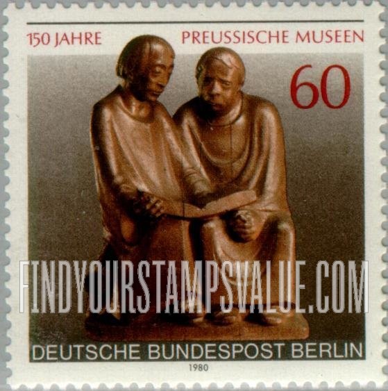 FindYourStampsValue: BERLIN - Monks Reading, oak sculpture, by Ernest Barlach (1870-1938)