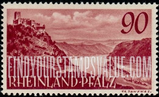 FindYourStampsValue: RHINE PALATINATE - Gutenfels and Pfalzgrafenstein Castles on Rhine
