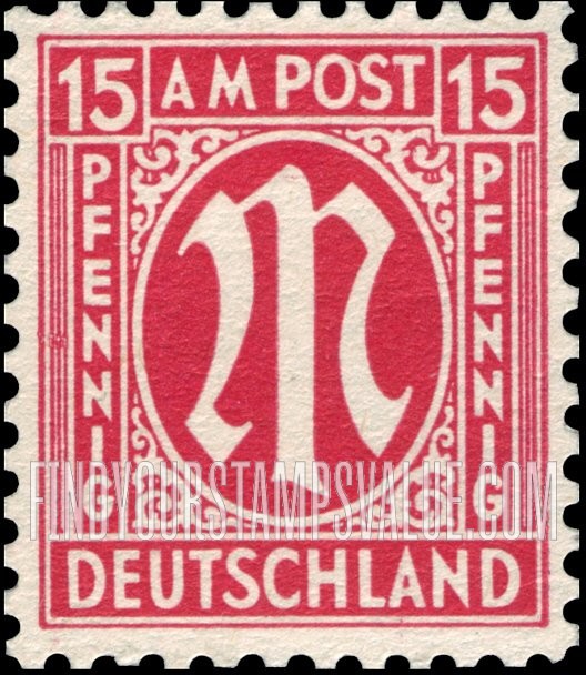 FindYourStampsValue: A. M. G. ISSUE - "M" in Circle