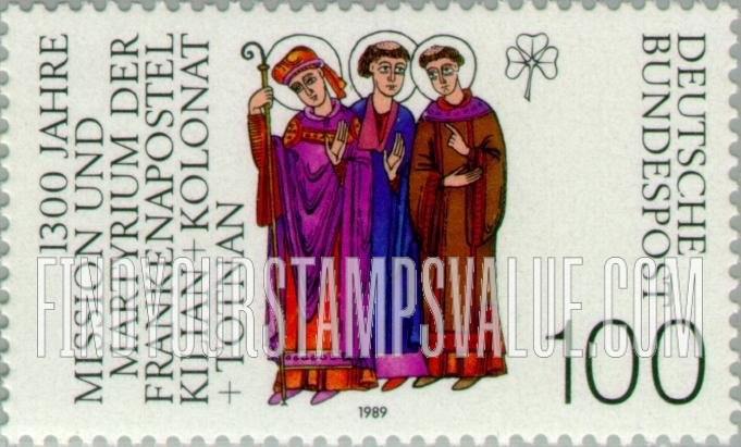 FindYourStampsValue: Sts. Kilian, Colman and Totnan (d. 689), Martyred Missionaries, and Clover