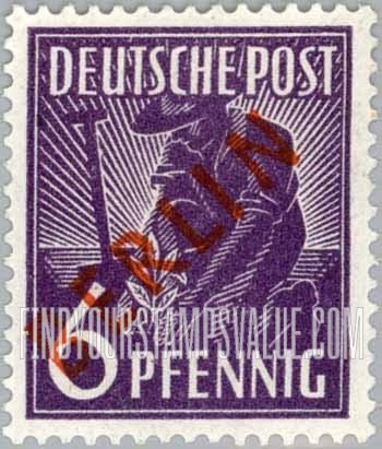 FindYourStampsValue: BERLIN - Planting Olive: Stamps of Germany 1947-48 with “a” Overprint in Red