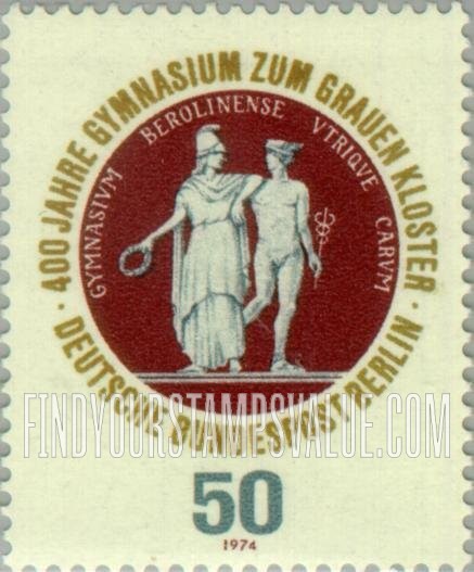 FindYourStampsValue: BERLIN - School Seal Showing Athena and Hermes
