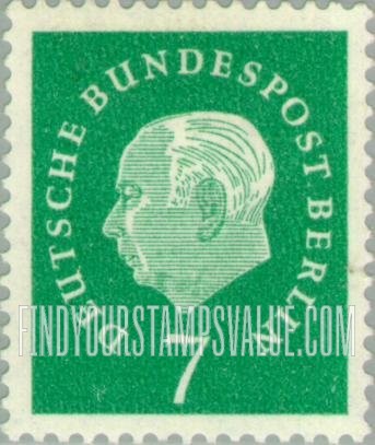 FindYourStampsValue: BERLIN - President Heuss Type of Germany, 1959