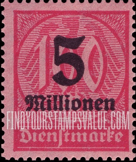 FindYourStampsValue: OFFICIAL - Numeral Value: Official Stamps of 1920-23 Surcharged with New Values