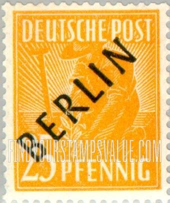 FindYourStampsValue: BERLIN - Planting Olive: Overprinted Diagonally in Black