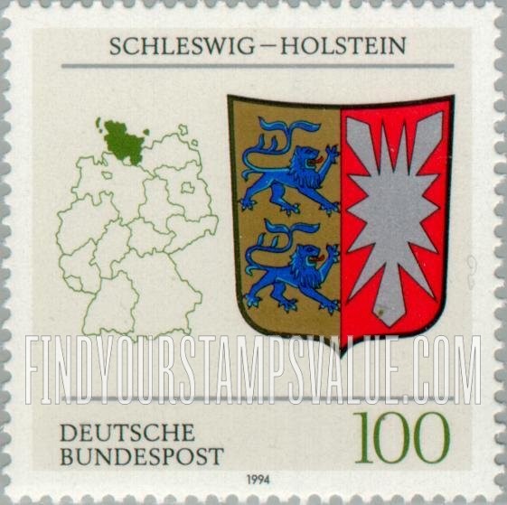 FindYourStampsValue: Coats of Arms of States of the Federal Republic of Germany: Schleswig-Holstein