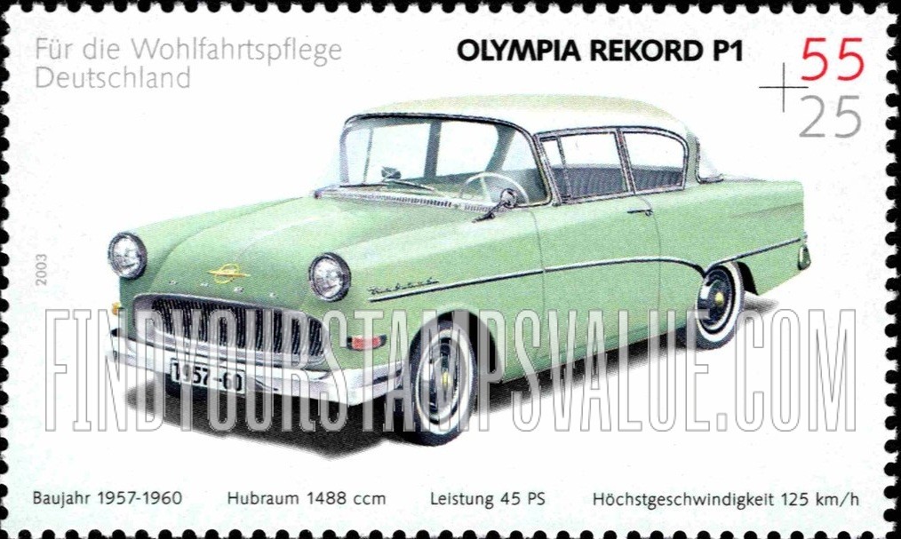FindYourStampsValue: SEMI-POSTAL - Automobile Type of 2002: Olympia Rekord P1