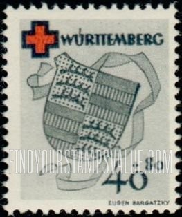 FindYourStampsValue: OCCUPATION SEMI-POSTAL - Arms of Württemberg: Type of Baden, 1949