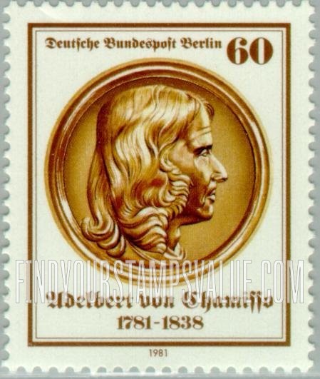 FindYourStampsValue: BERLIN - Adelbert von Chamisso (1781-1838), Poet