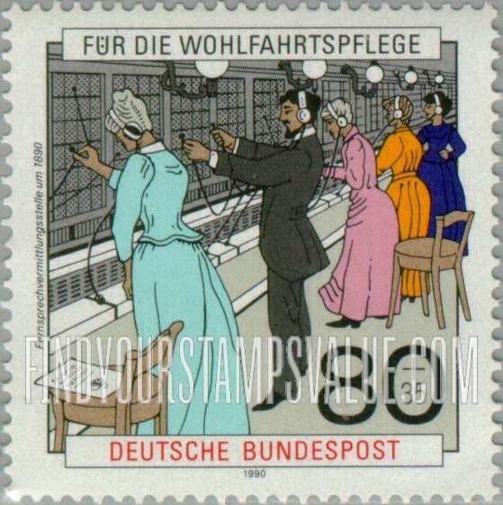 FindYourStampsValue: SEMI-POSTAL - Post and Telecommunications: Telephone exchange, 1890