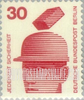 FindYourStampsValue: BERLIN - Accident Prevention Type of Germany: Safety helmets prevent injury