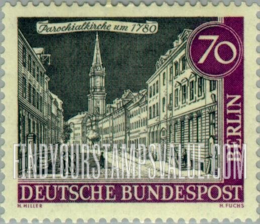 FindYourStampsValue: BERLIN - Views of Old Berlin: Parochial Church, 1780