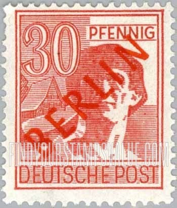 FindYourStampsValue: BERLIN - Laborer: Stamps of Germany 1947-48 with “a” Overprint in Red