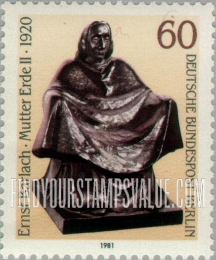 FindYourStampsValue: BERLIN - 20th Century Sculptures: Mother Earth II, by Ernst Barlach, 1920