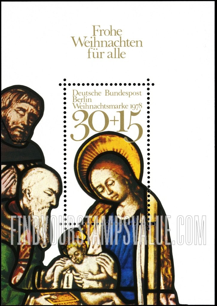 FindYourStampsValue: OCCUPATION SEMI-POSTAL - Christmas Type of 1978: Adoration of the Kings, stained glass window, Frauenkirche, Munich