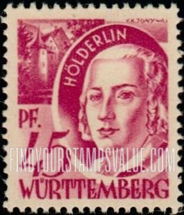 FindYourStampsValue: WURTTEMBERG - Friedrich Hölderlin