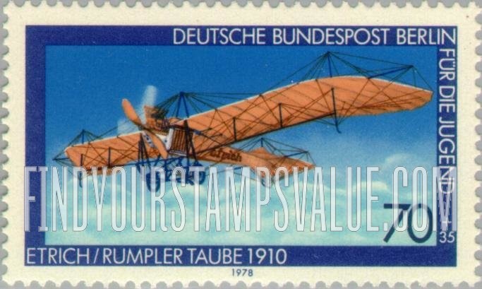 FindYourStampsValue: OCCUPATION SEMI-POSTAL - Aviation Type of 1978: Etrich/Rumpler Taube, 1910