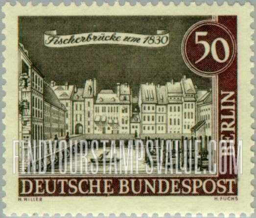 FindYourStampsValue: BERLIN - Views of Old Berlin: Fischer Bridge, 1830