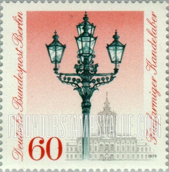 FindYourStampsValue: BERLIN - Historic Street Lanterns: 5-armed candelabra