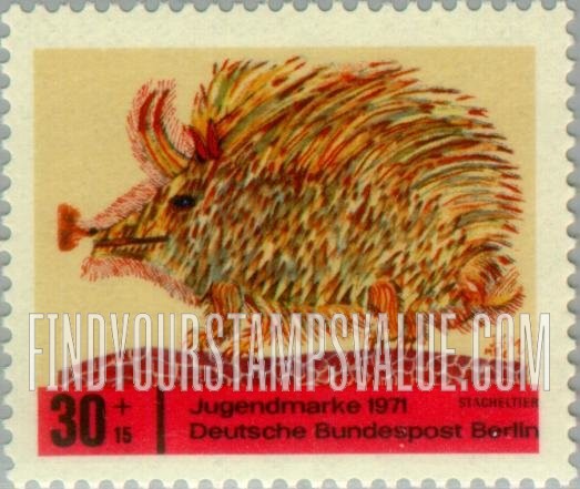 FindYourStampsValue: OCCUPATION SEMI-POSTAL - Children’s Drawings Type of 1971: Porcupine