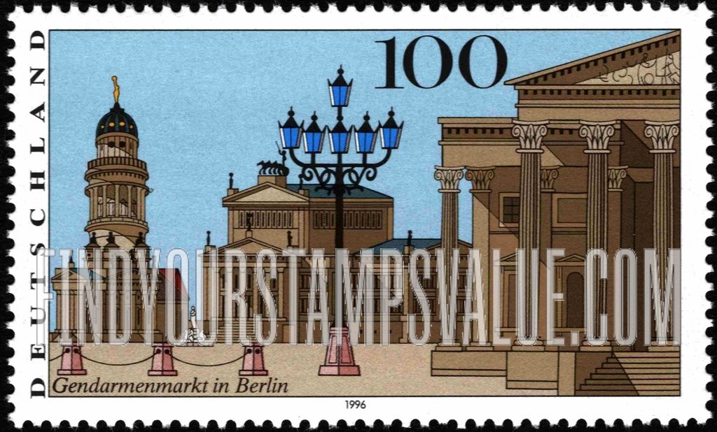FindYourStampsValue: Scenic Regions Type of 1993: “Gendarmenmarkt,” central district of Berlin