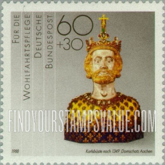 FindYourStampsValue: SEMI-POSTAL - Bust of Charlemagne, 14th centennial, Aachen cathedral