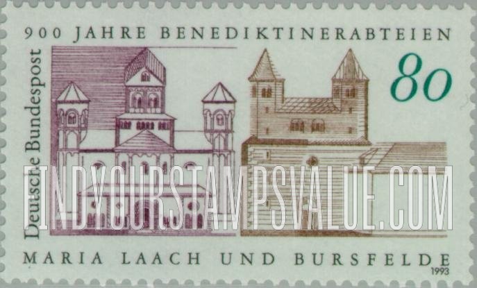 FindYourStampsValue: Benedictine Abbeys of Maria Laach and Bursfelde, 900th Anniversary