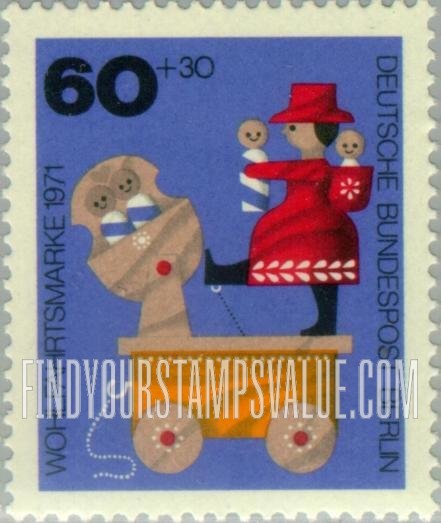 FindYourStampsValue: OCCUPATION SEMI-POSTAL - Wooden Toy Type of 1971: Nurse rocking babies