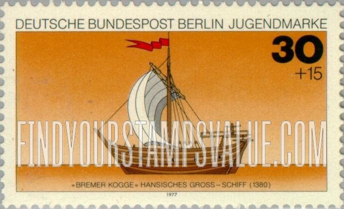 FindYourStampsValue: OCCUPATION SEMI-POSTAL - Ship Type of 1977: Bremer Kogge, c. 1380