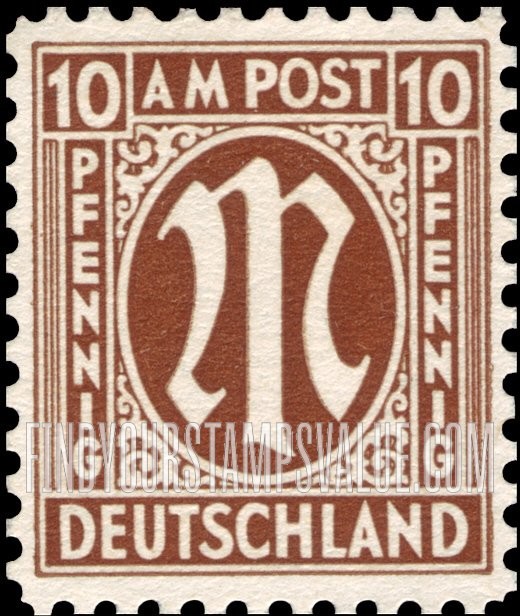 FindYourStampsValue: A. M. G. ISSUE - "M" in Circle