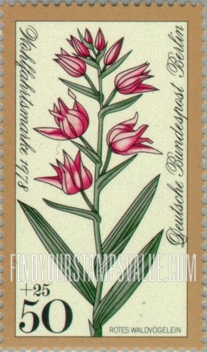 FindYourStampsValue: OCCUPATION SEMI-POSTAL - Flower Type of 1977: Cephalanthera rubra (orchid)