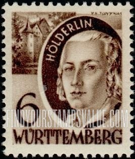 FindYourStampsValue: WURTTEMBERG - Friedrich Hölderlin