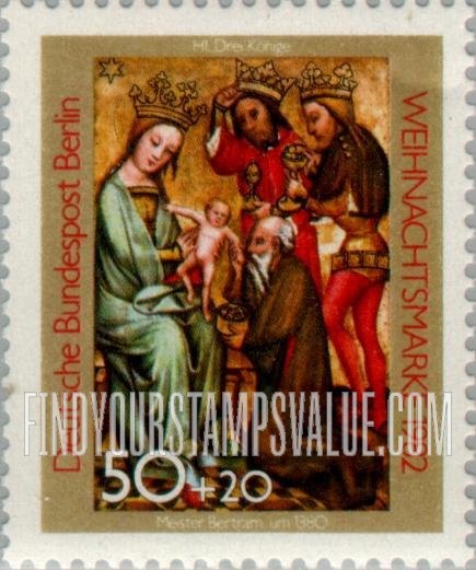 FindYourStampsValue: OCCUPATION SEMI-POSTAL - Christmas Type of 1982: Adoration of the Kings, Oak altar, St. Peter’s Church, Hamburg, 1380