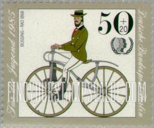 FindYourStampsValue: OCCUPATION SEMI-POSTAL - Bicycle Type of 1985: Bussing bicycle, 1868